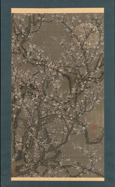 Bílé švestkové květy a měsíc, 1755. od Ito Jakuchu