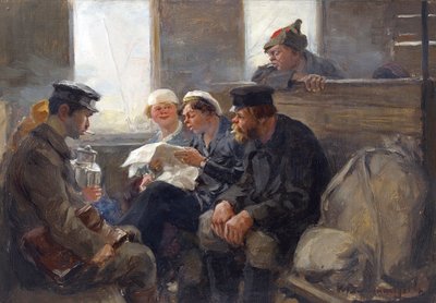 Skupina bolševiků ve vlaku od Vladimirova, Ivan Alexejevič (1869-1947). Olej na dřevě od Ivan Alexeyevich Vladimirov