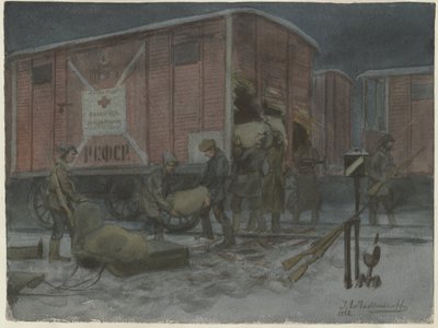 Vojáci plenící železniční vagón ze série akvarelů Ruská revoluce, 1922 od Ivan Alexeyevich Vladimirov