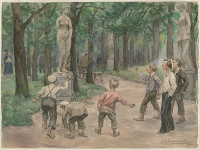 Sportovní soutěž v Císařských zahradách: Petrohrad, červenec 1921 ze série akvarelů R od Ivan Alexeyevich Vladimirov