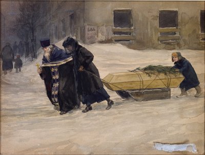 Pohřeb otce Vladimirova, Ivan Alexejevič (1869-1947). Akvarel, kvaš na papíře od Ivan Alexeyevich Vladimirov