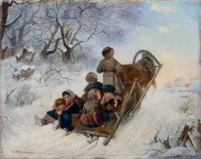 Děti na saních tažených koňmi, 1870 od Ivan Andreyevich Pelevin