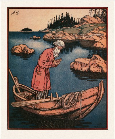 Ilustrace k Pohádce o rybáři a rybě par Bilibin, Ivan Jakovlevič (1876-1942) od Ivan Yakovlevich Bilibin