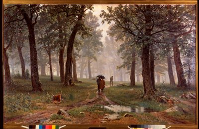Déšť v dubovém lese - Malba Ivana Ivanoviče Šiškina (Shishkin) (1832-1898), olej na plátně od Ivan Ivanovich Shishkin