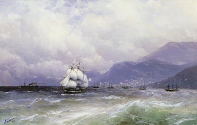 Pobřežní krajina s lodí z Trebizondu, 1888 od Ivan Konstantinovich Aivazovsky