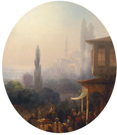 Trhová scéna v Konstantinopoli s chrámem Hagia Sophia v roce 1860 od Ivan Konstantinovich Aivazovsky