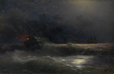 Hořící loď Epizoda rusko-turecké války, 1896 od Ivan Konstantinovich Aivazovsky