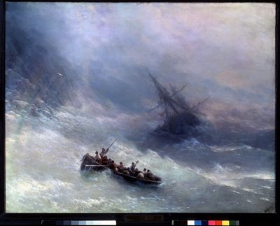 Duha, ztroskotání. Obraz Ivana Konstantinoviče Aivazoského (Ivan Konstantinovič Aivazovskij od Ivan Konstantinovich Aivazovsky