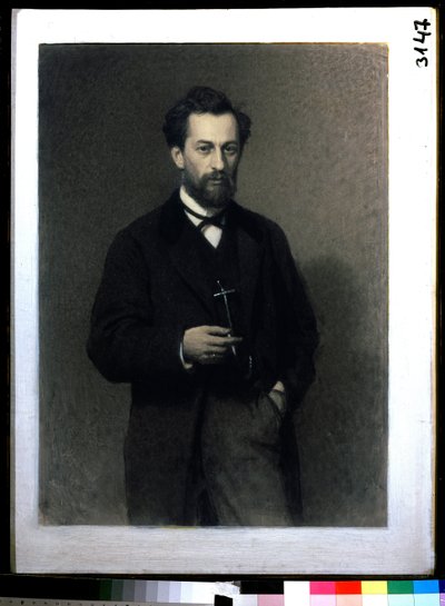 Portrét umělce Michaila Konstantinoviče Klodta barona von Jurgensburg (Michail Clodt, Michael Konstantinow Clodt) (1832-1902) (Portrét umělce M.K.Clodta). Obraz Ivan Nikolajevič Kramskoj (1837-1887), olej na plátně od Ivan Nikolaevich Kramskoy