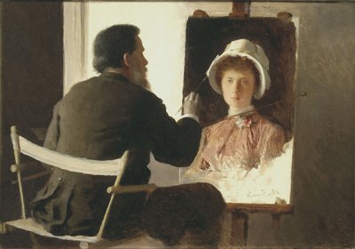 Kramskoy maluje portrét své dcery, 1884 od Ivan Nikolaevich Kramskoy