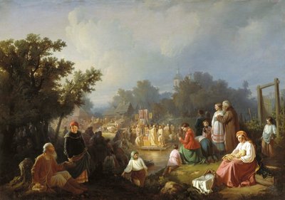 Požehnání vod ve venkovské vesnici, 1858. od Ivan Petrovich Trutnew