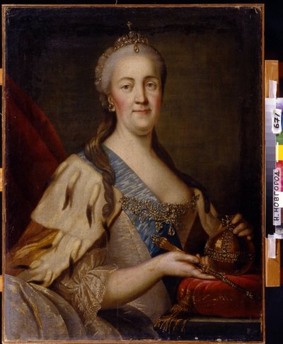 Portrét císařovny Kateřiny II (1729-1796). Obraz Ivana Semjonoviče Sablukova (1735-1777), olej na plátně, kolem roku 1770. Ruské umění 18. století. Státní muzeum umění, Nižnij Novgorod (Rusko). od Ivan Semyonovich Sablukov