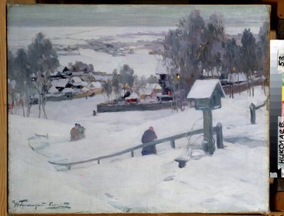 Zimní večer, 20. století (olej na plátně) od Ivan Silych Goriuschkin-Sorokopudov