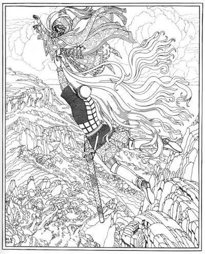 Let Černomoru a Ruslanu. Ilustrace k básni Ruslan a Ludmila od A. Puškina, 1918 od Ivan Yakovlevich Bilibin