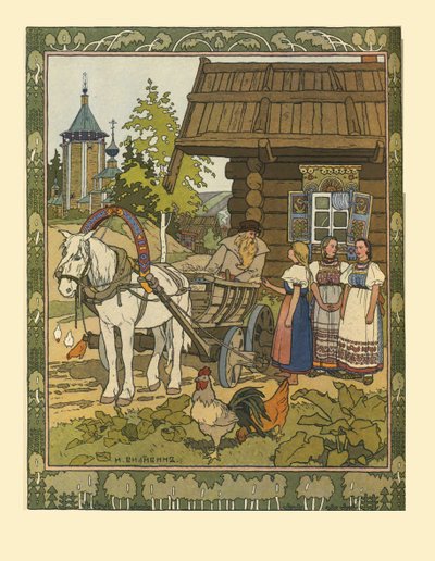 Ilustrace k pohádce The Feather of Finist the Falcon, 1901-1902 od Ivan Yakovlevich Bilibin