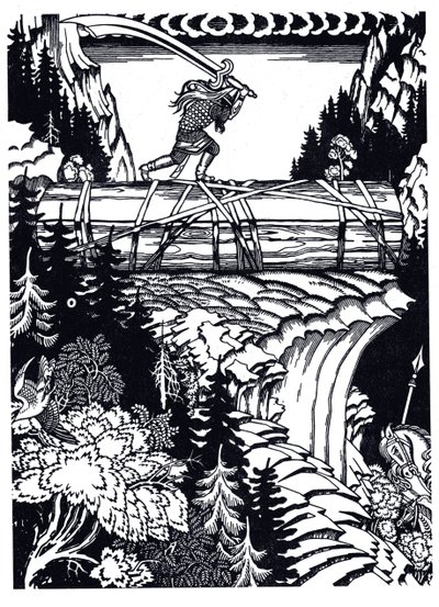 Ilya Muromets a Svyatogor, 1934 od Ivan Yakovlevich Bilibin