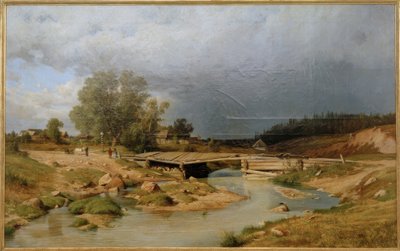 Krajina s dřevěným mostem od Ivan Ivanovich Shishkin