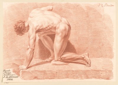 Klečící mužský akt, boční pohled (2. cena 1804) od Izaak Riewert Schmidt