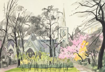 Kostel St. Michaels, Chester Square, Londýn, 1982 (wc na papíře) od Izabella Godlewska de Aranda