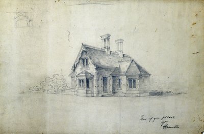 Station House, cca 1850 (tužka na papíře) od J.A. Davies