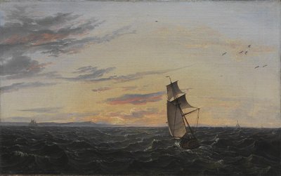 Přímořská krajina. Pobřeží ostrova Rujána ve večerním světle od Johan Christian Dahl