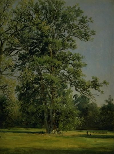 Dub. Pohled do zahrady ve Wörlitz u Dessau od Johan Christian Dahl