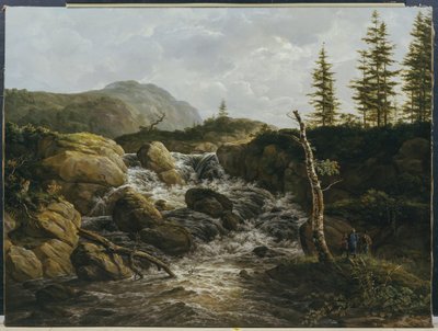 Horská krajina s vodopádem, Norsko od Johan Christian Dahl
