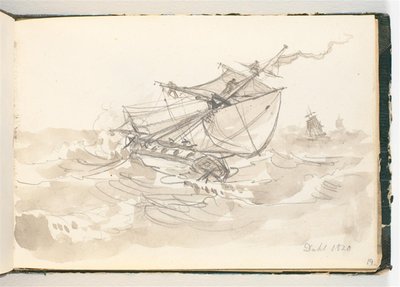 Tři plachetnice na volném moři od Johan Christian Dahl