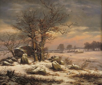 Zimní krajina poblíž Vordingborg, Dánsko od Johan Christian Dahl