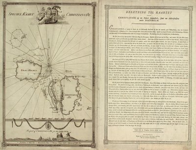 Mapa Christiansø s textovou stránkou od J.F. Clemens