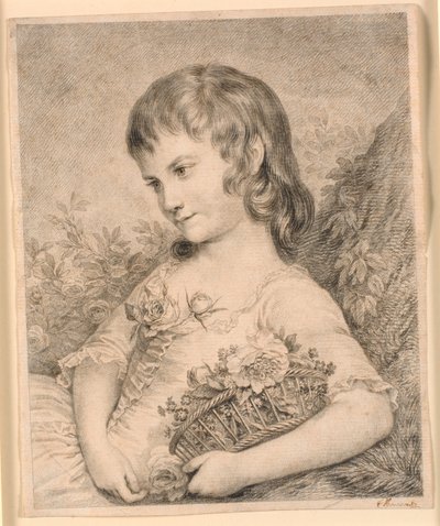 Holčička s košíkem květin (Octavie Diodati) od J.F. Clemens