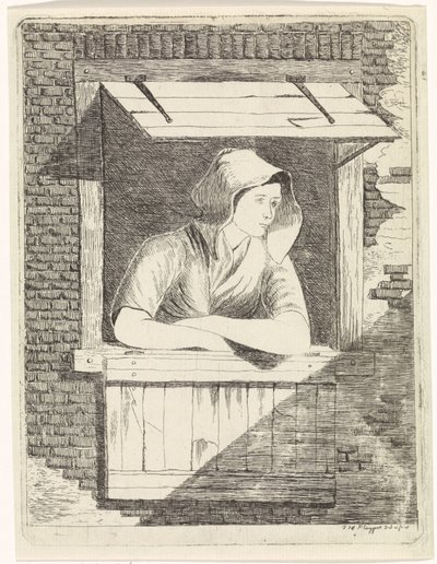 Žena u otevřeného okna od J.H. Pluygers