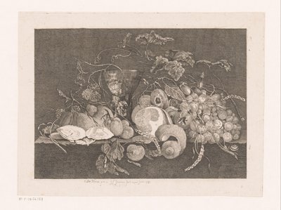 Zátiší s ovocem a ústřicemi Galerie des peintres flamands, hollandais et allemands de Le Brun (název série) od J.L.L.C. Zentner