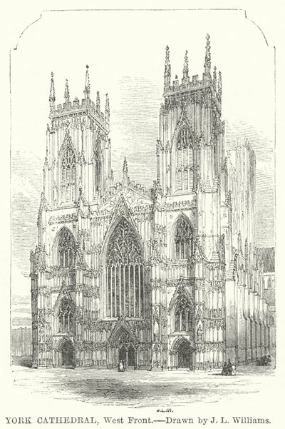 Yorkská katedrála, západní fronta (rytina) od J.L. (after) Williams