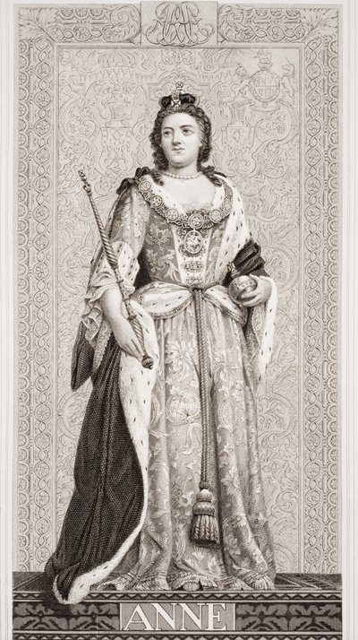 Královna Anna (1665-1714) z „Ilustrace anglické a skotské historie“ svazek II od J.L. Williams