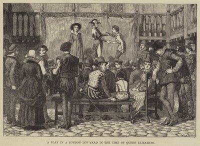 Hra v London Inn Yard v době královny Alžběty od J.M.L. Ralston