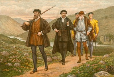 John Knox nesoucí meč před Georgem Wishartem po pokusu o atentát v Dundee od J.M.L. Ralston