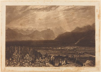 Řetězec Alp z Grenoblu do Chamberi, publikoval 1812 od Joseph Mallord William Turner