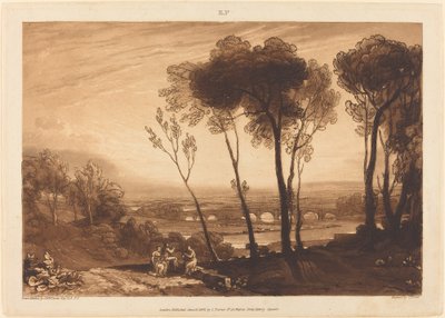 The Bridge in Middle Distance, publikoval 1808. od Joseph Mallord William Turner
