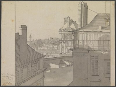 Pohled z bytu J.P. Møllera v Hotel d’Irlande, Rue de Beaune č. 3, přes Seinu směrem k Tuileries a Rue de Rivoli, 6. března 1812 od J.P. Møller