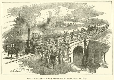 Otevření Stockton a Darlington Railway, 27. září 1825 (rytina) od J.R. Brown