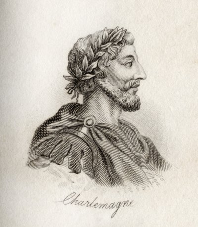 Karel Veliký, král Franků (rytina) od J.W. Cook
