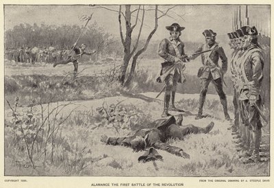 Alamance první bitva revoluce (litho) od J. (after) Steeple Davis