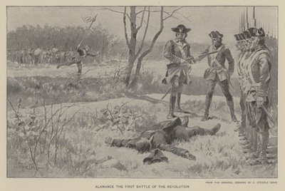 Alamance, první bitva revoluce (litho) od J. (after) Steeple Davis