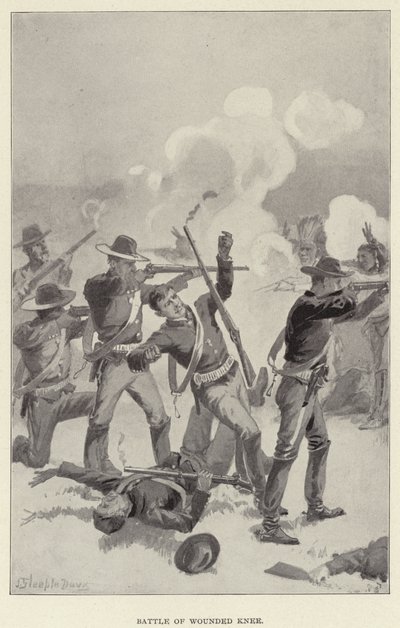 Bitva o Wounded Knee (litho) od J. (after) Steeple Davis