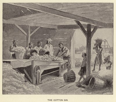 The Cotton Gin (litho) od J. (after) Steeple Davis