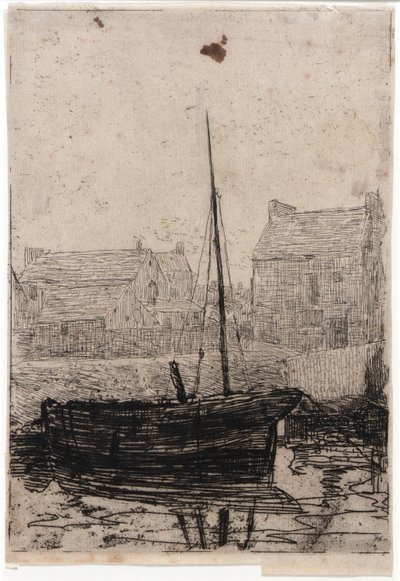 Zakotvená loď - ostrov Man od J. Alden Weir
