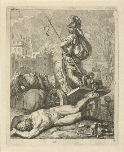 Achilles s Hektorovou mrtvolou za svým vozem Scény ze života Achilla (název série) Vitam et mortem achilli (název série) od J. Alexander Janssens