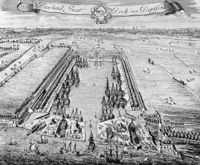 Howland Great Dock, poblíž Deptford, c.1715-20 od J. Badslade