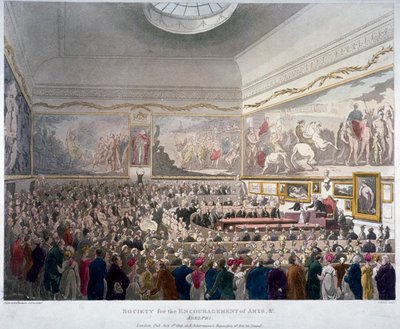 Setkání Společnosti umění v Adelphi Buildings, Westminster, Londýn, 1809 od J Bluck